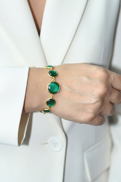 Kadir Jewellery 22 Ayar Altın Kaplama Zirkon Taşlı Ayarlanabilir Zincir Bileklik