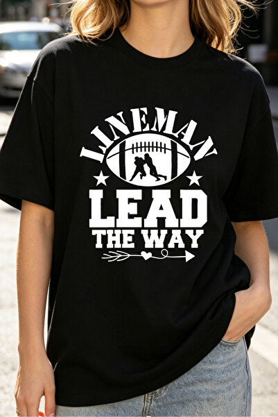 Fleck Womens T Shirts Lineman Lead The Way Football Graphic Casual Style