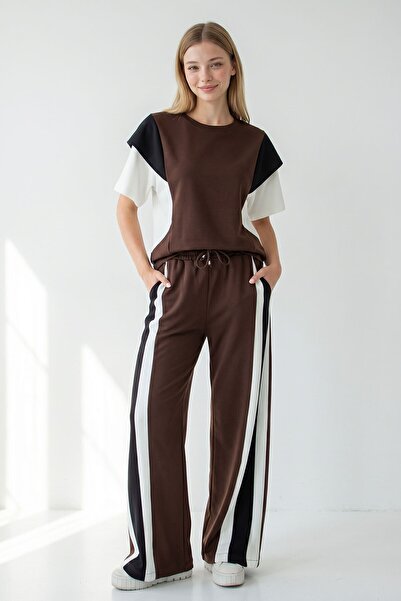 bacc Σετ Παντελόνι και Μπλούζα από Ύφασμα Modal σε Χρώμα Bitter Brown