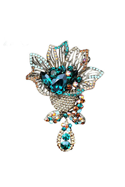 Choice1 Green Elegant Women Men Flower Solid Crystal Shining Brooch Pin Exqui...