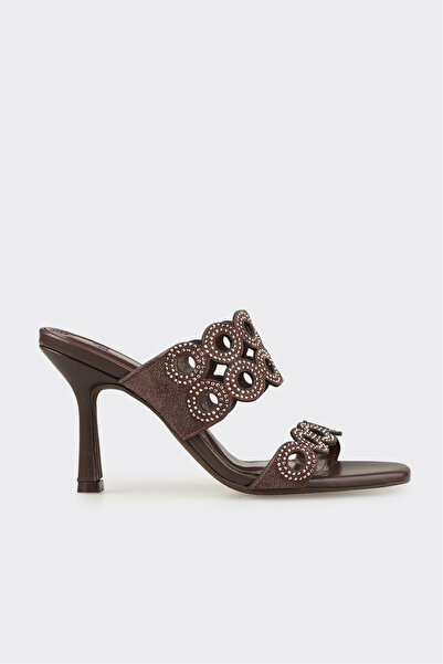 Elle Shoes Kahve Kadın Topuklu Terlik