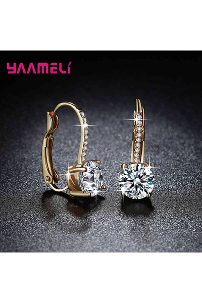 Choice Yellow Gold Exquisite Bright Crystal Gold Color 925 Sterling Silver Co...
