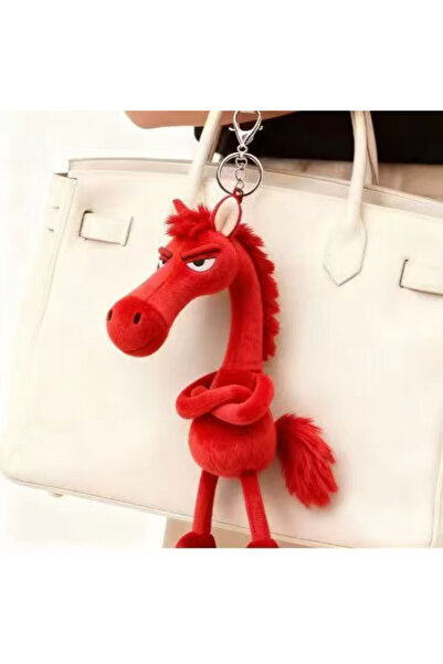 Choice7 red-C1 Black Horse Decoration High Quality Plush Horse Keychain Black...