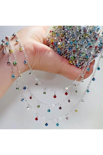 Choice1 1meter Silver Color 1 Meter Colorful Crystal Pendant Copper Chain for...