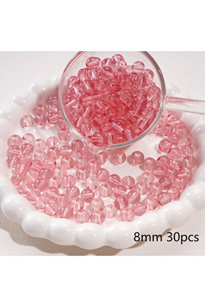 Choice12 Dark Pink 20-50Pcs 8/10mm Colorful Transparent Glass Round Beads Loo...
