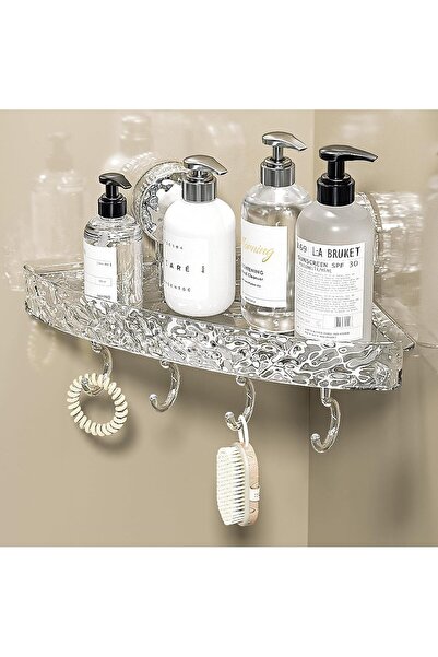 Arabest Corner Shower Shelf,Removable Suction Cup Organizer with 4 Hooks,Kitc...