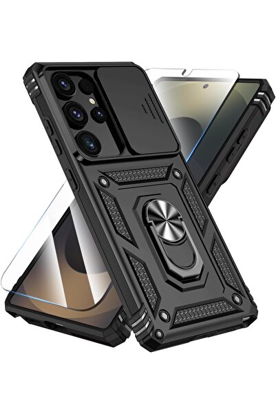 Kipcase Samsung Galaxy S24 Ultra Uyumlu Ekran Koruyuculu Kılıf Sürgülü Kamera...