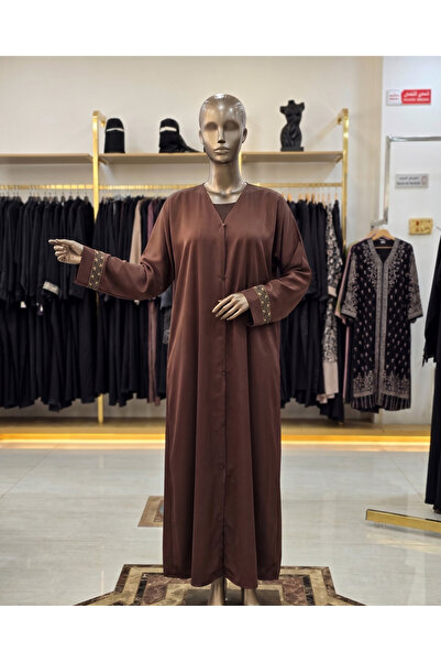 la Rin Abaya عباية "تِرف" البنية بلمسات التراث الذهبي