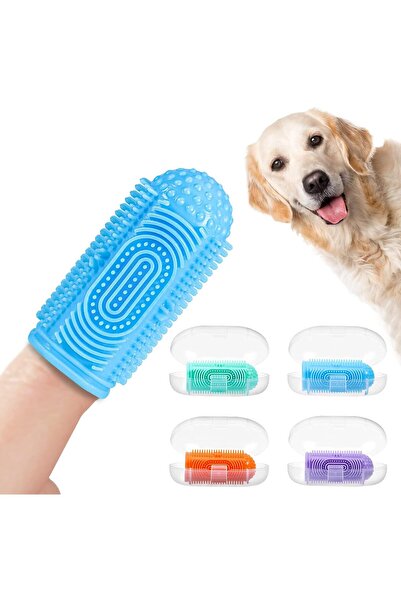 Arabest 4Pcs Dog Finger Toothbrush Set,Soft Silicone,Dental Care,for Medium L...