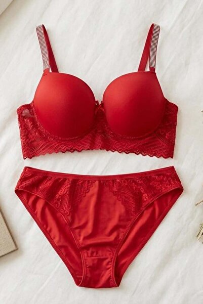 lamelif Σετ σουτιέν χωρίς ενίσχυση με μπανέλες, μεγάλου μεγέθους, με πέτρινη ...