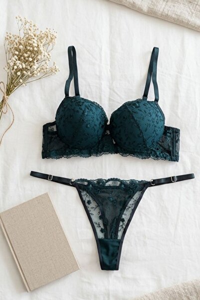 lamelif Σετ σουτιέν Brode με ενίσχυση, Σμαραγδί Πράσινο