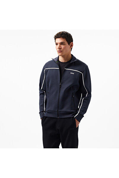 BOSS Erkek Marka Logolu Uzun Kollu Rahat Lacivert Sweatshirt