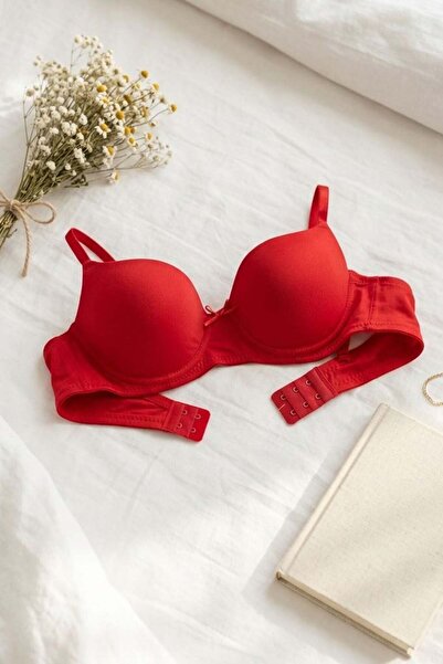 lamelif Σουτιέν με λεπτομέρεια κορδέλας χωρίς στήριξη, κόκκινο