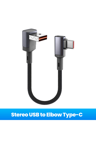 Choice13 0.25m Stereo to Elbow 15/25/50cm Short 66W Fast Charging Type C Cabl...