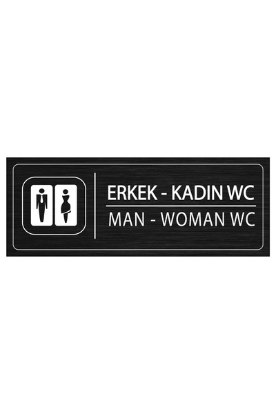Mayeka Erkek Kadın Wc İsimlik Siyah Metal Kapı İsimliği Levhası Yönlendirme T...