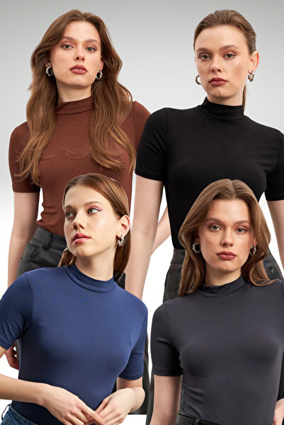 Bipantolon Γυναικεία Μαύρη Μπλούζα Κοντομάνικη σε Ανθρακί Μπλε Ναυτικό Μπλε, ...