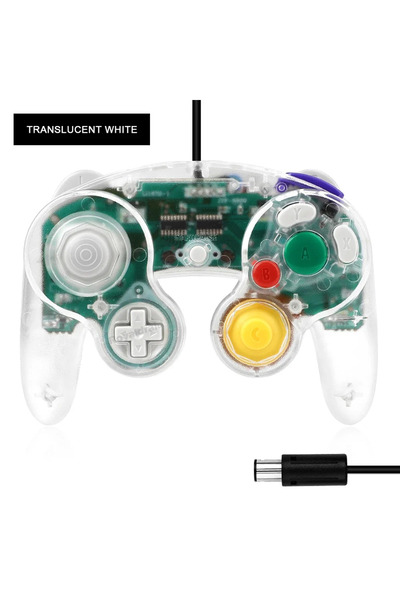Choice7 وحدة تحكم سلكية شفافة بيضاء بتصميم كلاسيكي من TRN لأجهزة GameCube NGC...