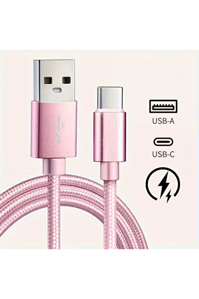 Choice13 1m Pink USB Type C Fast Charging Cable For Redmi POCO Honor Nylon Br...