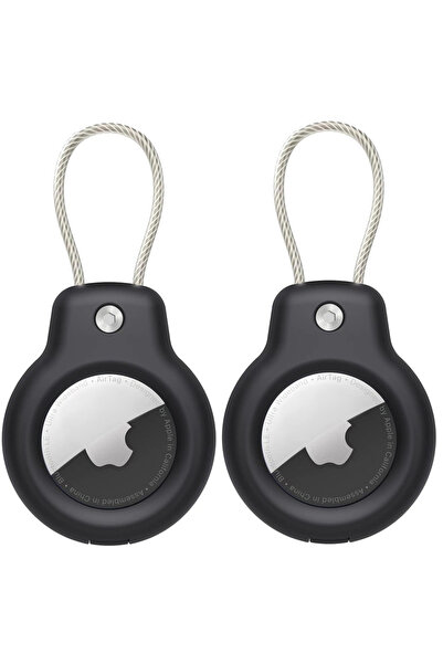 Choice10 2pcs Black For Airtag Case Hard Plastics Holder Anti-Loss Keychain W...