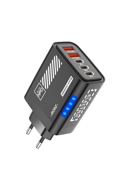 Choice1 Black EU 5 Port GaN USB C Charger 240W PD Fast Charger Phone Adapter ...