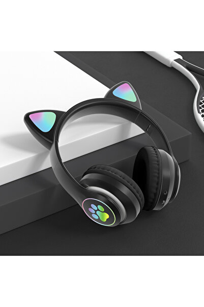 Choice1 black STN28 Cute Cat Ear Bluetooth Headset with LED Wireless Headset ...
