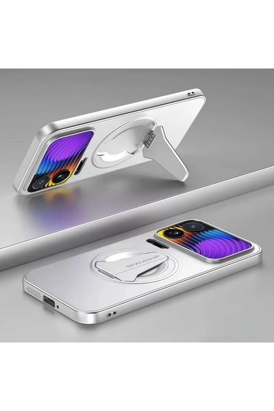 Choice4 Xiaomi 17 Silver Ultra-Thin Frosted Magnetic Stand Anti-Drop Phone Ca...