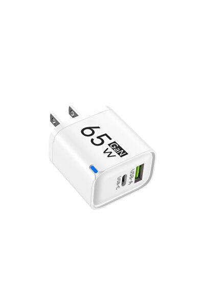 Choice شاحن سريع USB أبيض بقوة 65 واط مع قابس أمريكي، شاحن محمول سريع من النو...