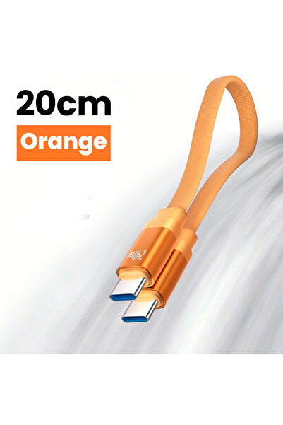 Choice كابل USB-C قصير برتقالي مجدول بطول 20 سم، كابل شحن سريع مغناطيسي بقوة ...