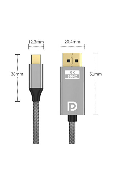 Choice كابل USB C إلى DP1.4 بطول 1.8 متر، يدعم دقة 8K بسرعة 32.4 جيجابت في ال...