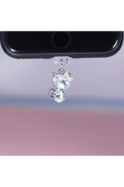 choice2 B for Type-C 1 Piece of Sparkling Zirconia Crystal Cat Phone Dust Plu...