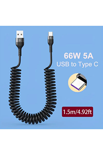 Choice4 كابل USB نوع C أسود بطول 1.5 متر، 66 واط، 5 أمبير، شحن سريع، قابل للت...