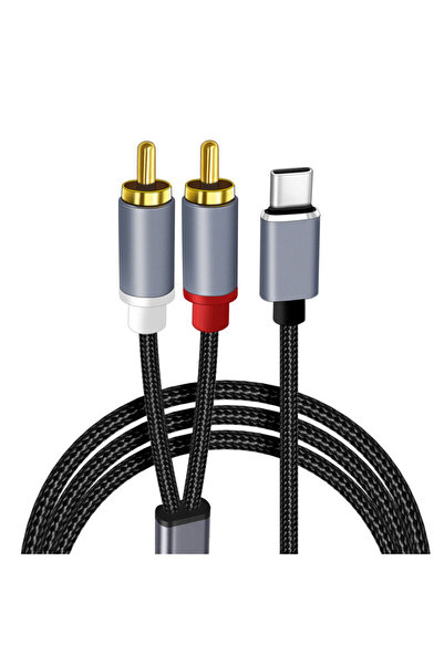 Choice 1m 3female to 6male Type-C to 2 RCA Jack Plug Adapter Male to Male Y R...
