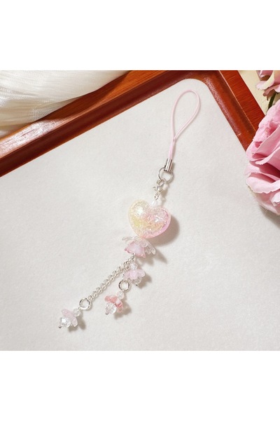 Choice pink Sweet delicate floral chubby heart-shaped flower Guben chain Gube...