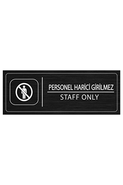 Mayeka Personel Harici Girilmez İsimlik Siyah Metal Kapı İsimliği Levhası Yön...