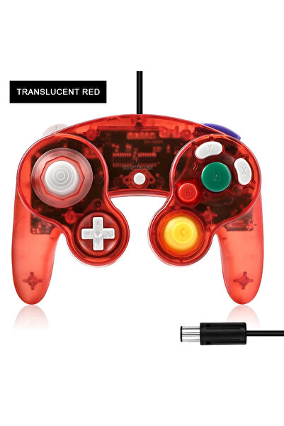 Choice4 وحدة تحكم سلكية شفافة حمراء بتصميم كلاسيكي من TRN لأجهزة GameCube NGC...