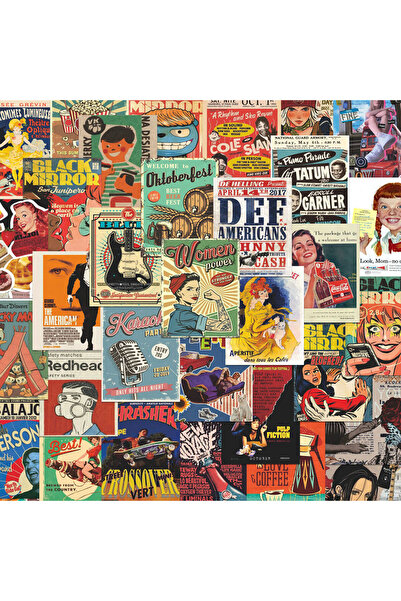 Choice MULTICOLOR 62PCS Retro American Style Vintage Poster Cartoon Stickers ...