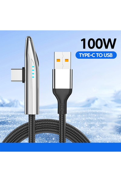 Choice كابل USB-C إلى Type-C بطول 1.2 متر، 100 واط، NNBILI بزاوية 90 درجة، يد...