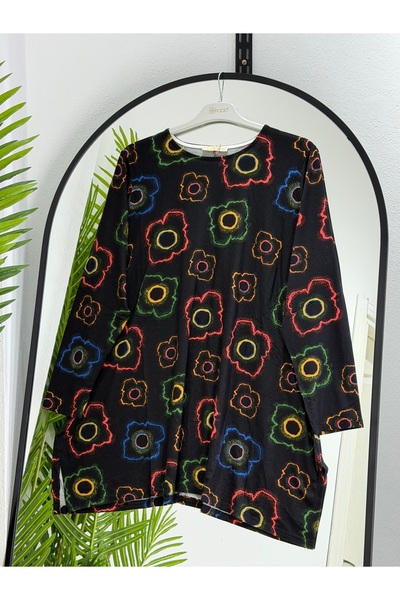 ÖZNE BUTİK Γυναικείο χτενισμένο βαμβακερό τουνίκ μεγάλου μεγέθους 100% βαμβακ...