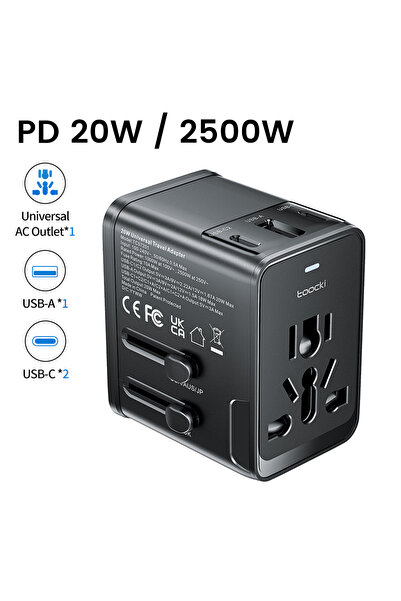 Choice toocki Universal Plug PD20W AC2500W Toocki Universal Travel Adapter Ga...
