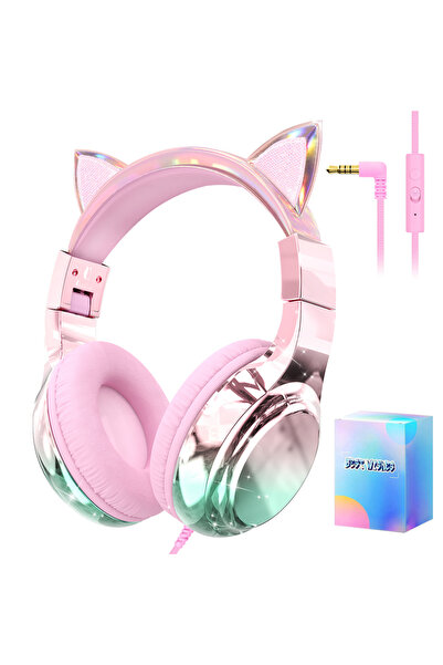 Choice1 Cat Ear Pink Unicorn Kids Headphones Girls Wired Headphones With Micr...