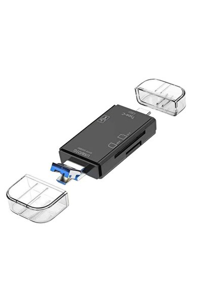 Choice1 قارئ بطاقات 6 في 1، قارئ بطاقات USB من نوع C مع غطاء قابل للطي لمحول ...