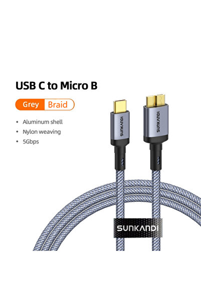 Choice1 0.6m gray SUNKANDI 10 Gbps Micro B to USB C Hard Drive Cables, USB C ...
