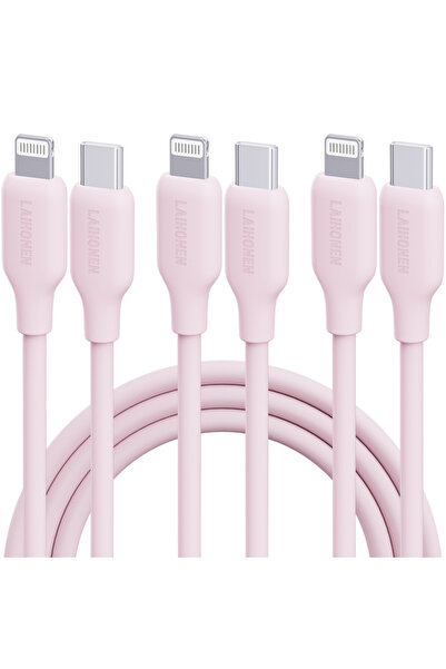 Choice7 كابل شحن سريع USB-C إلى Lightning بطول 1 متر، 3 قطع، لون وردي، 27 واط...