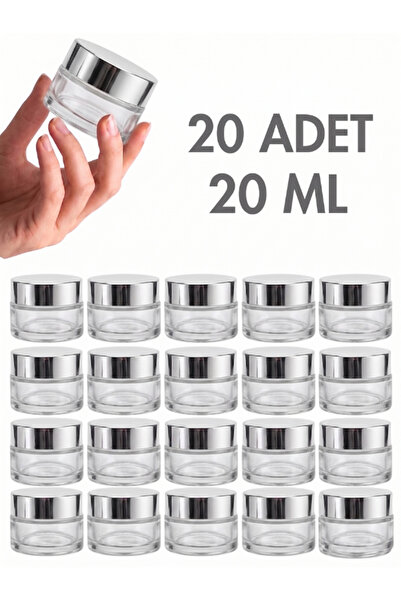 Milea 20Pcs Silver Glossy Lid Transparent Lip Skin Care Cream Cosmetic Hand C...