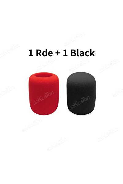 choice2 غطاء رغوي للميكروفون (عبوة من قطعتين، أحمر وأسود) متوافق مع ميكروفونا...