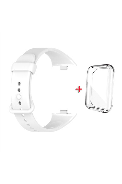 Choice15 Mi Band 9 Pro White With Clear Soft Silicone Strap and One-piece Ful...
