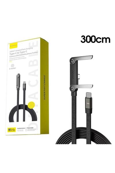 choice2 كابل بيانات قابل للطي بطول 3 متر من النوع C إلى C بقوة 240 واط مع حام...