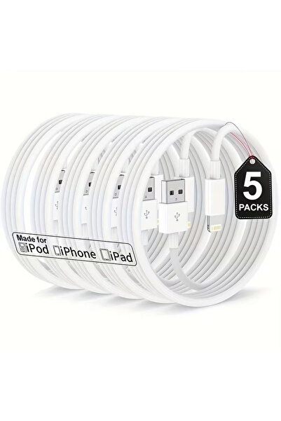 Choice5 كابل USB عالي الجودة بطول 2 متر، 5 قطع، لشحن هواتف آيفون 14 و8 و7 و6S...