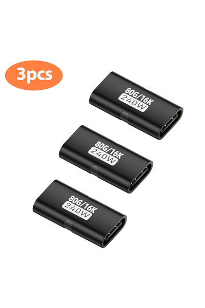 Choice3 محول USB-C أنثى أسود (3 قطع) بقوة 240 واط للشحن السريع ونقل البيانات ...