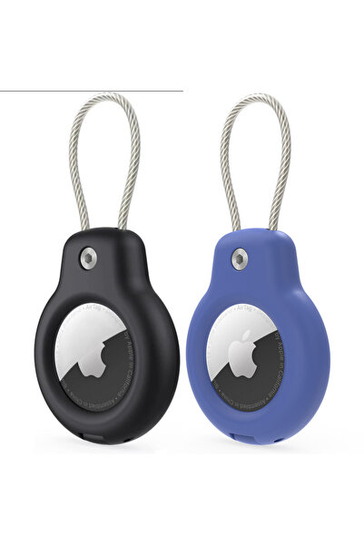 Choice7 1 Black 1 Blue For Airtag Case Hard Plastics Holder Anti-Loss Keychai...
